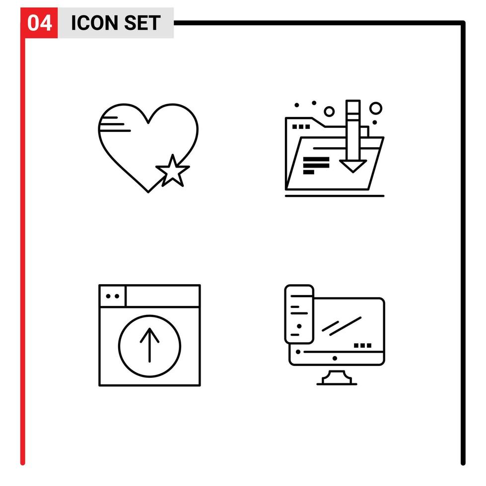 universal ícone símbolos grupo do 4 moderno linha preenchida plano cores do Estrela acima gostar pasta Projeto editável vetor Projeto elementos