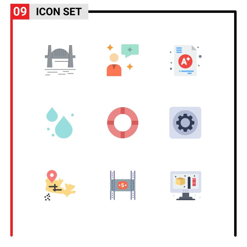 moderno conjunto do 9 plano cores e símbolos tal Como bóia salva-vidas seguro uma Primavera água editável vetor Projeto elementos