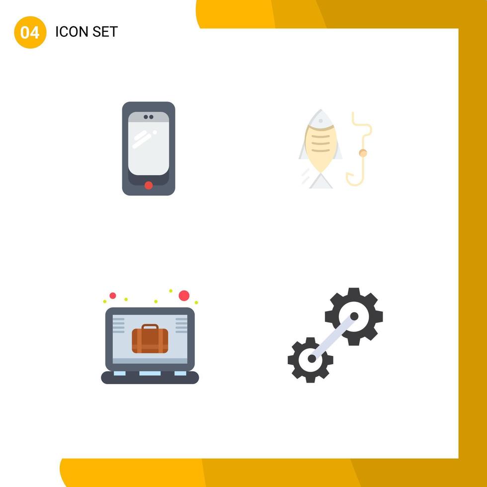 4 temático vetor plano ícones e editável símbolos do telefone breve Huawei peixe computador portátil editável vetor Projeto elementos