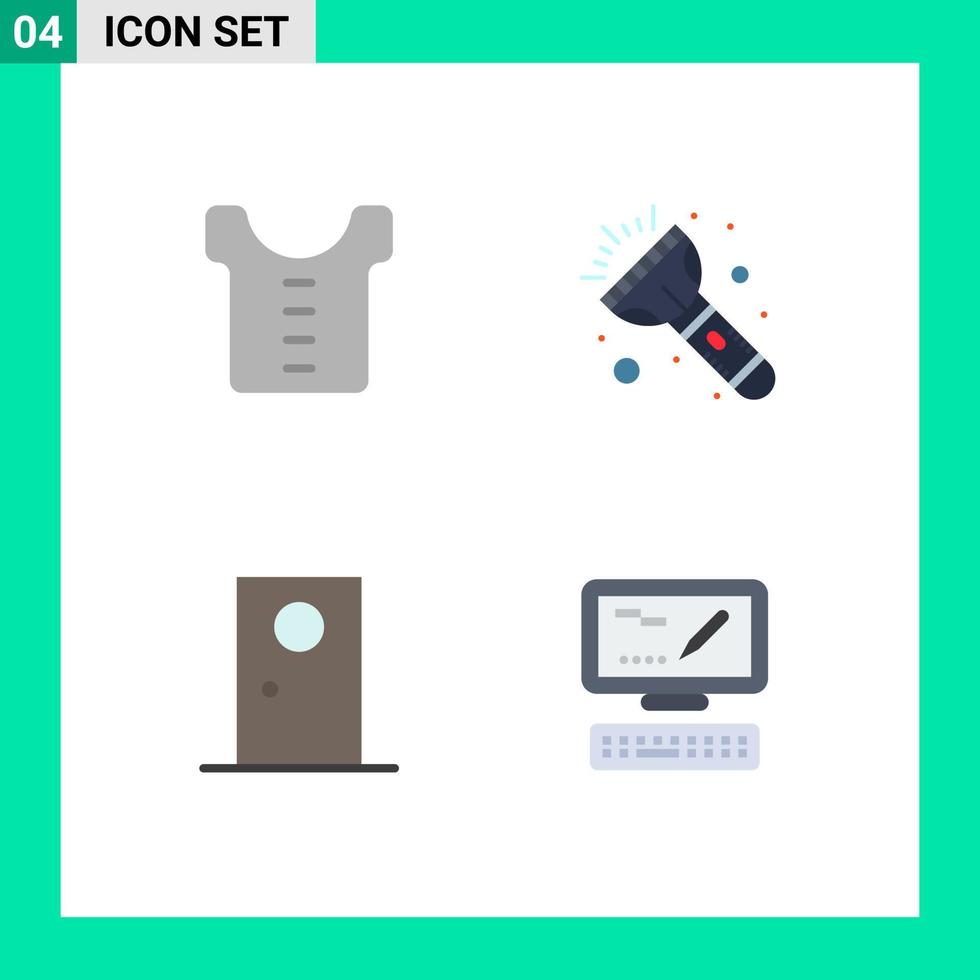 4 plano ícone conceito para sites Móvel e apps bebê interior instantâneo porta computador editável vetor Projeto elementos