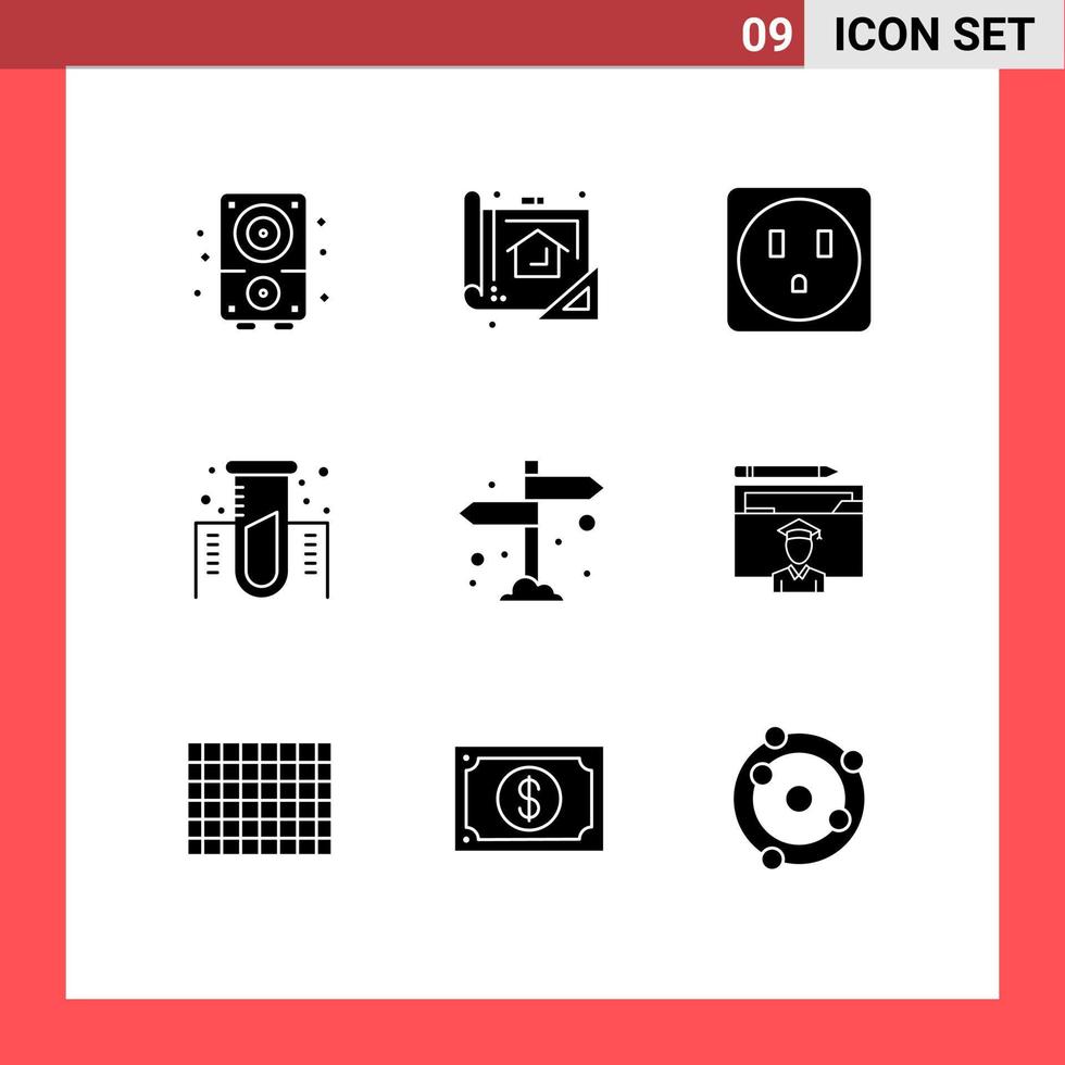 moderno conjunto do 9 sólido glifos e símbolos tal Como direção borda impressão gás experimentar editável vetor Projeto elementos