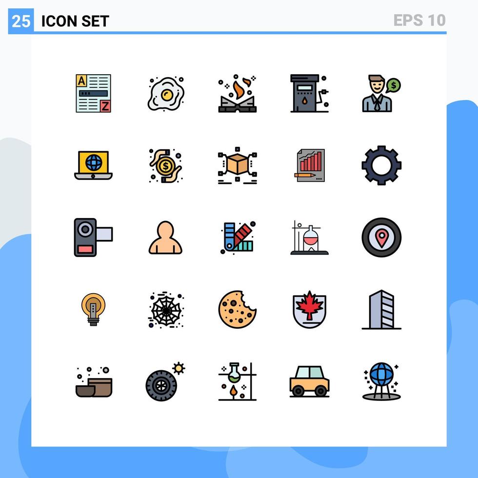 conjunto do 25 moderno ui ícones símbolos sinais para estação gasolina nutrição gás soletrar livro editável vetor Projeto elementos