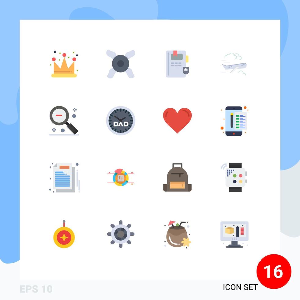 conjunto do 16 comercial plano cores pacote para relógio procurar ar Fora lupa editável pacote do criativo vetor Projeto elementos