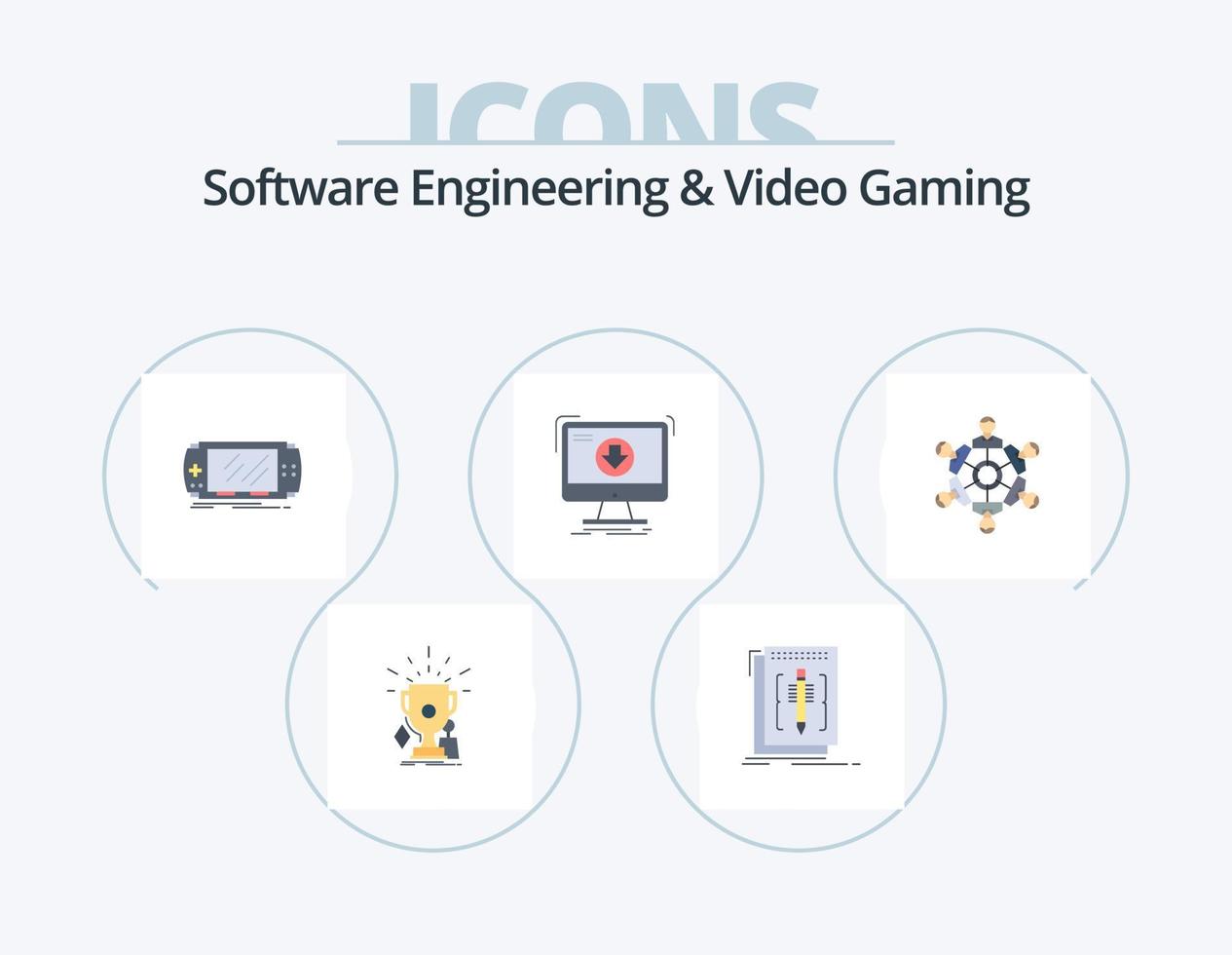Programas Engenharia e vídeo jogos plano ícone pacote 5 ícone Projeto. dlc. Adição. linguagem. psp. jogos vetor