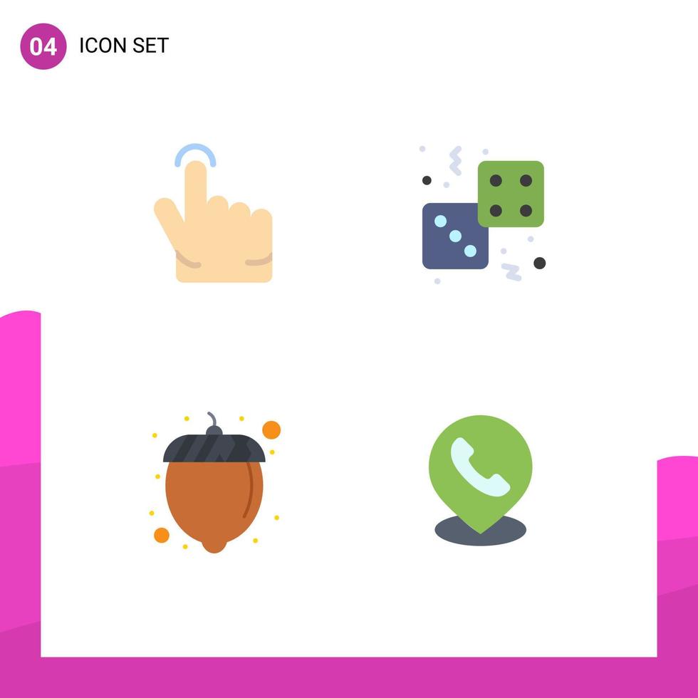 moderno conjunto do 4 plano ícones e símbolos tal Como dedo avelã dados jogos de azar Telefone editável vetor Projeto elementos