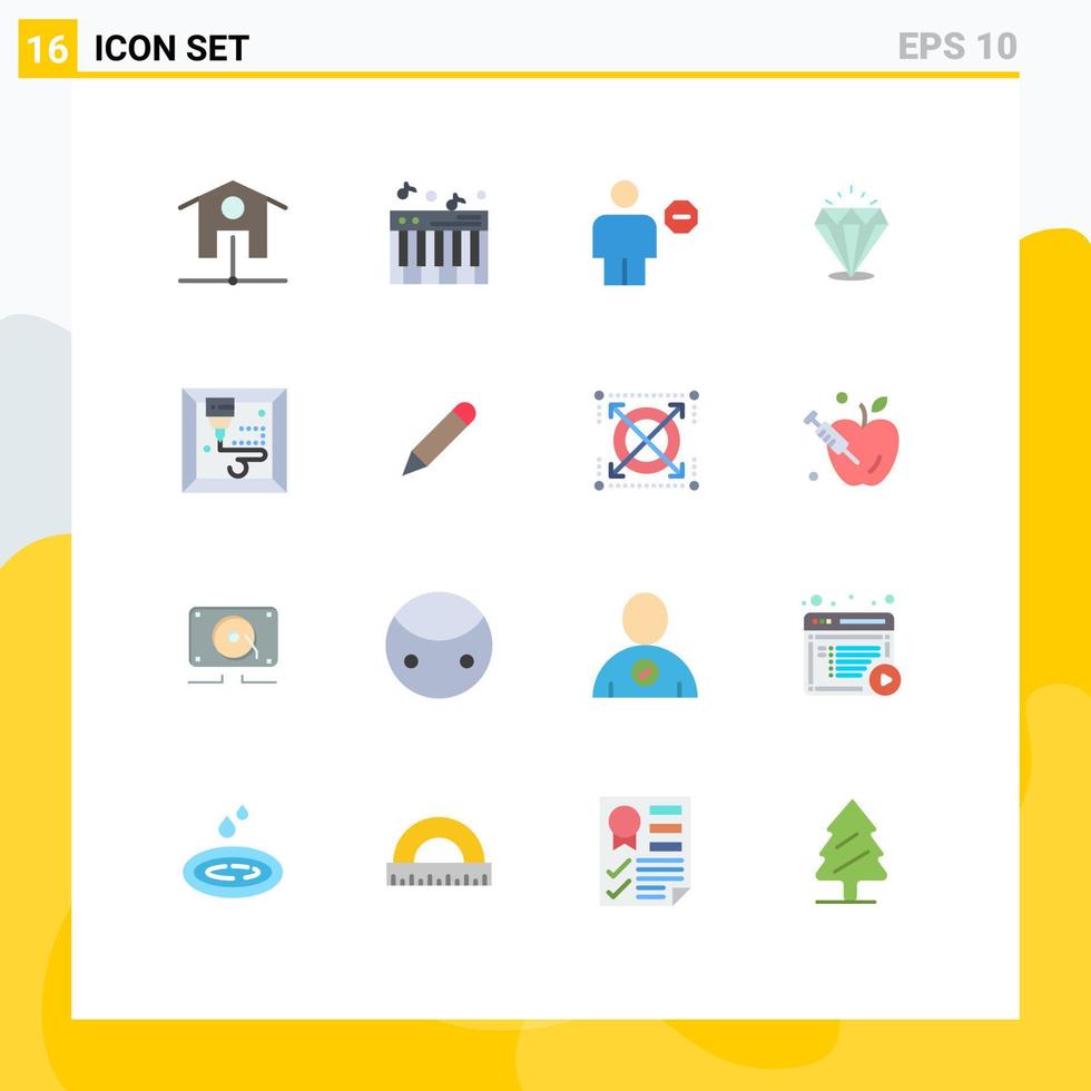 conjunto do 16 moderno ui ícones símbolos sinais para lápis máquina corpo pedra brilho editável pacote do criativo vetor Projeto elementos