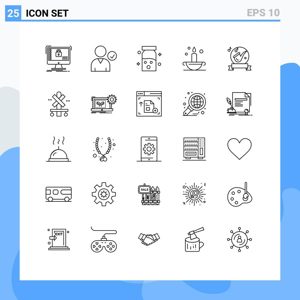 grupo do 25 moderno linhas conjunto para instrumento luminária drogas islamismo Aladim editável vetor Projeto elementos