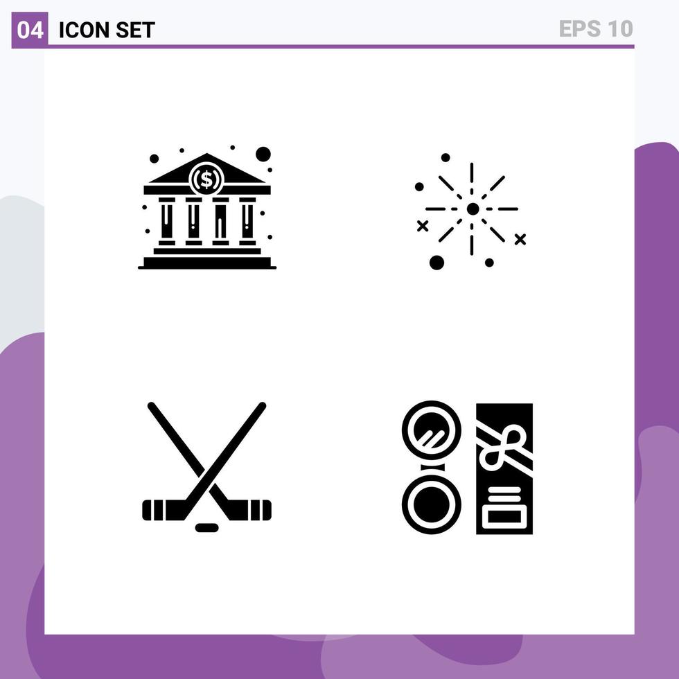 conjunto do 4 moderno ui ícones símbolos sinais para banco casa festival governo comemoro piegas editável vetor Projeto elementos