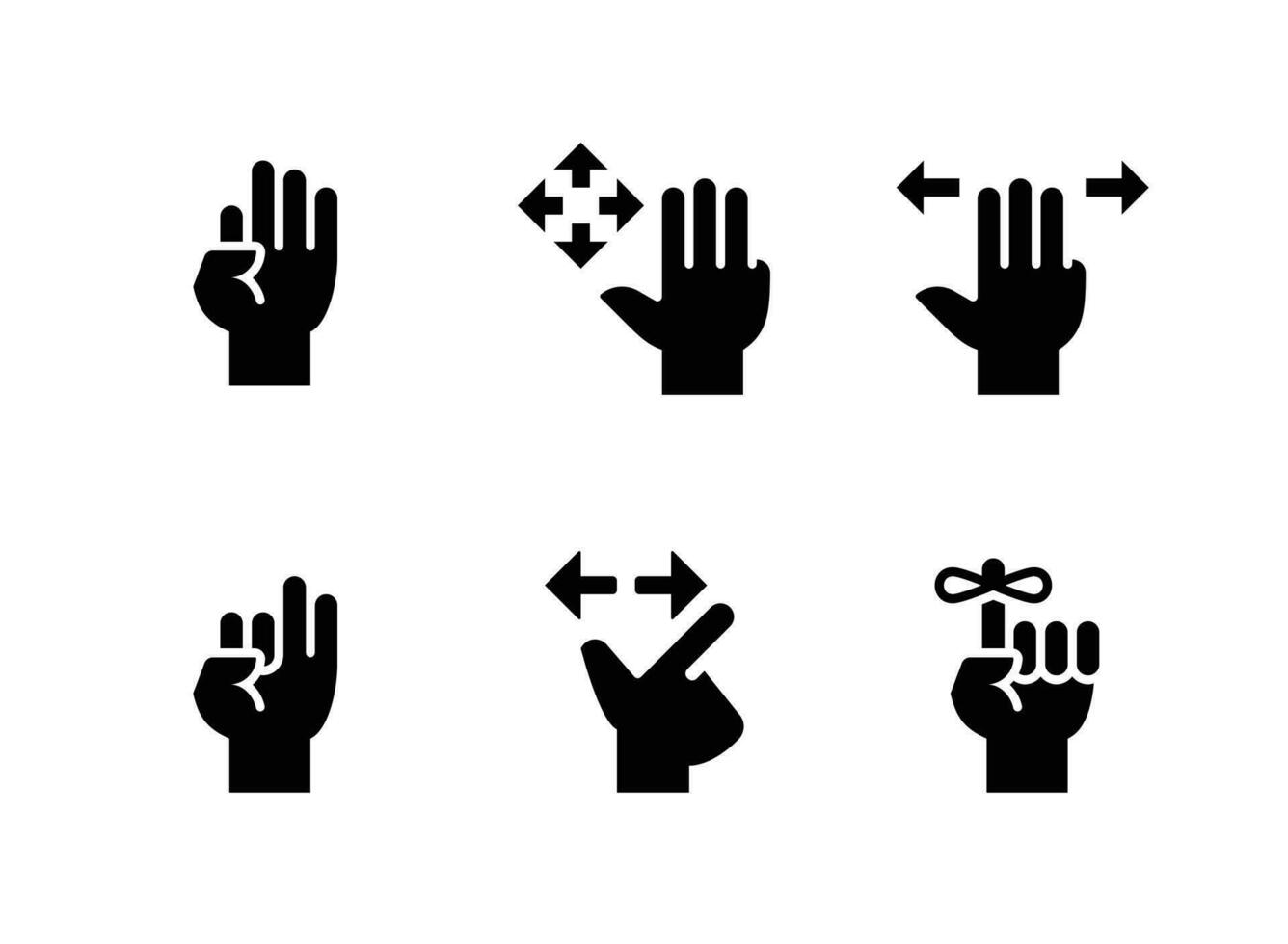 conjunto simples de ícones sólidos vetoriais relacionados a gestos de mão vetor
