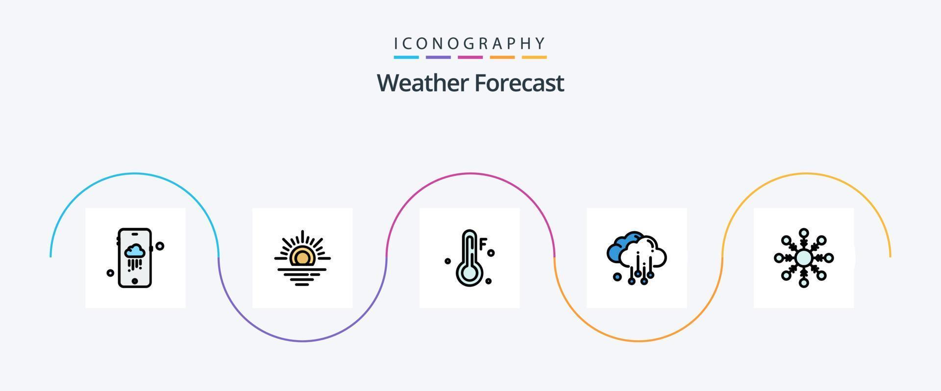 clima linha preenchidas plano 5 ícone pacote Incluindo . clima. floco de neve. Floco vetor
