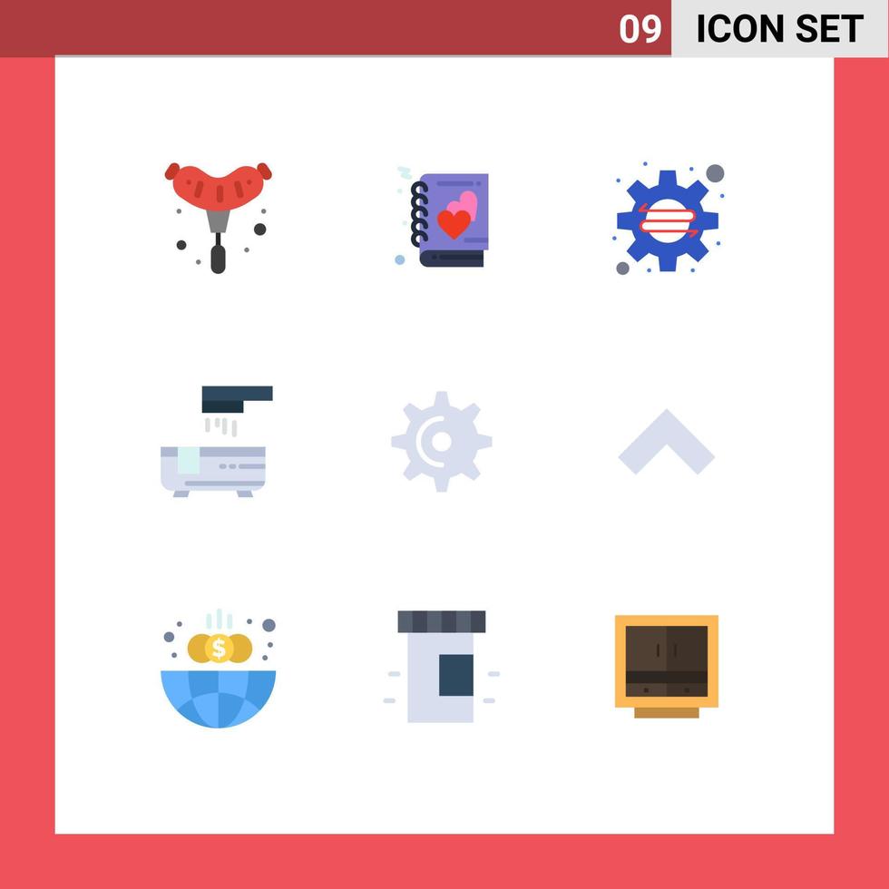 9 universal plano cor sinais símbolos do engrenagem chuveiro o negócio banheira banho editável vetor Projeto elementos