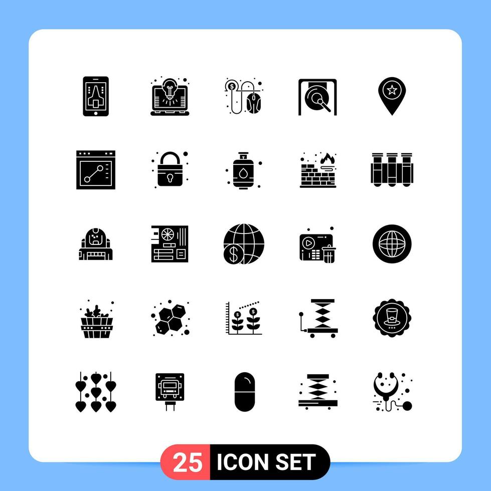 25 sólido glifo conceito para sites Móvel e apps localização chinês clique China gongo editável vetor Projeto elementos