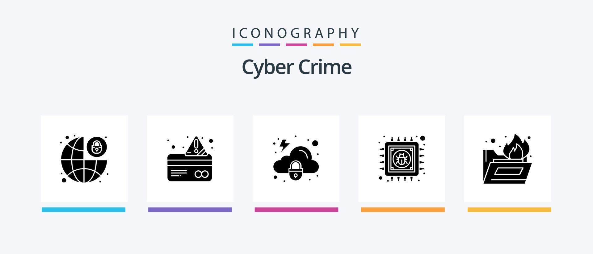 cyber crime glifo 5 ícone pacote Incluindo pasta. dados. pagamento. lasca. segurança. criativo ícones Projeto vetor
