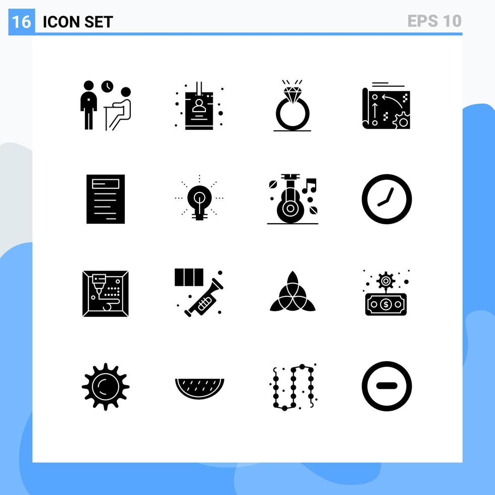 16 do utilizador interface sólido glifo pacote do moderno sinais e símbolos do api configuração anel automação amor editável vetor Projeto elementos