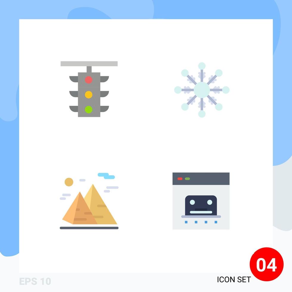 plano ícone pacote do 4 universal símbolos do luz caminhada tráfego neve lua editável vetor Projeto elementos