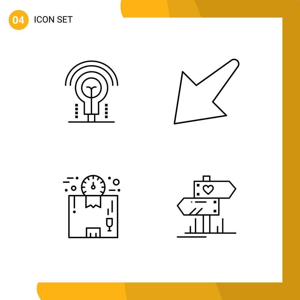 universal ícone símbolos grupo do 4 moderno linha preenchida plano cores do lâmpada logística hotel esquerda Tempo editável vetor Projeto elementos