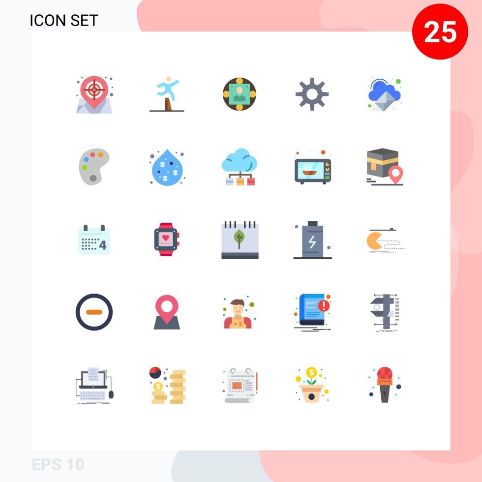 editável vetor linha pacote do 25 simples plano cores do nuvem configuração corrida de obstáculos engrenagem moderno editável vetor Projeto elementos