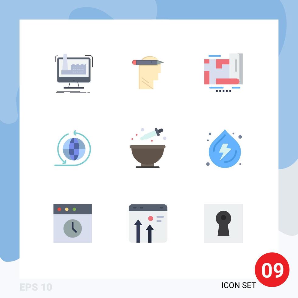 9 temático vetor plano cores e editável símbolos do coloração global escrever o negócio rede navegação editável vetor Projeto elementos