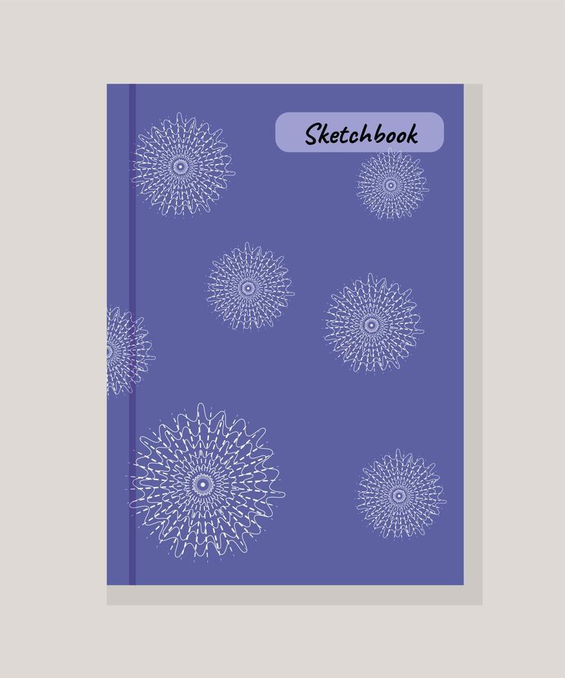 caderno de página caderno colorido roxo, lilás ilustração vetorial teia de aranha ou capa de floco de neve vetor
