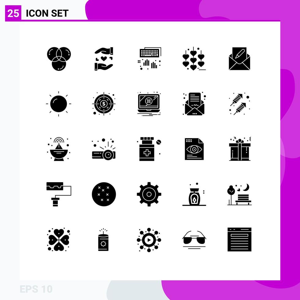 conjunto do 25 moderno ui ícones símbolos sinais para editar cadeia Casamento amor digitando editável vetor Projeto elementos