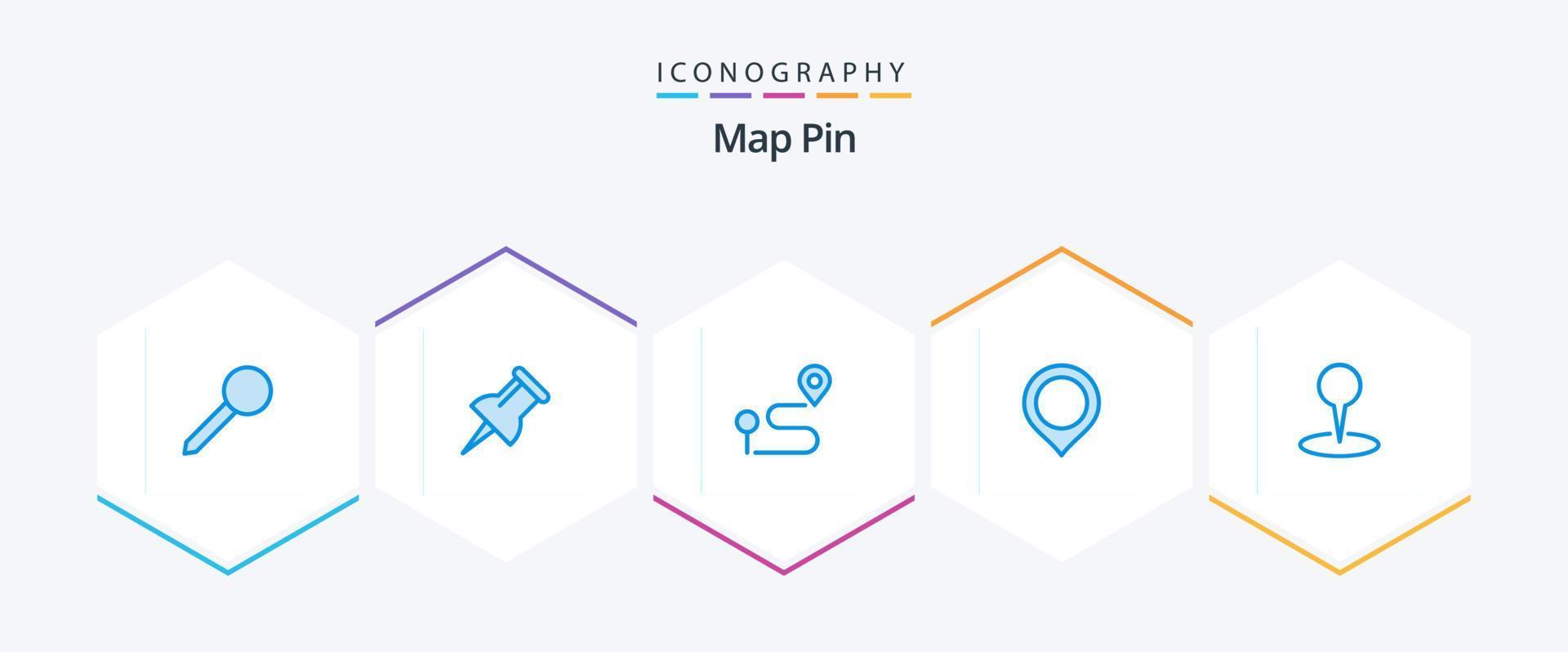 mapa PIN 25 azul ícone pacote Incluindo alfinete. mapa. navegação. localização. marcador vetor