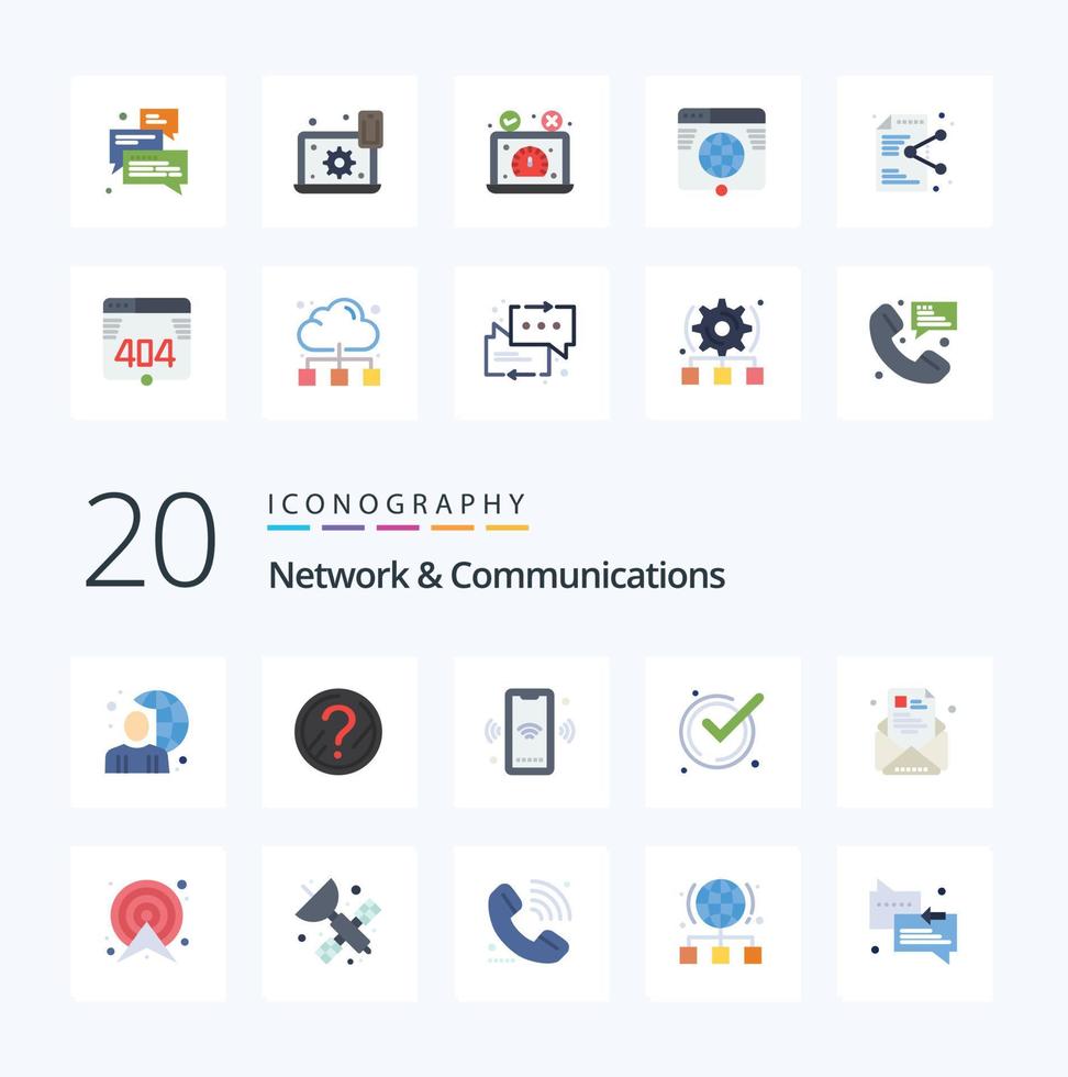 20 rede e comunicações plano cor ícone pacote gostar reconhecer Boa solução aceitar conectar vetor