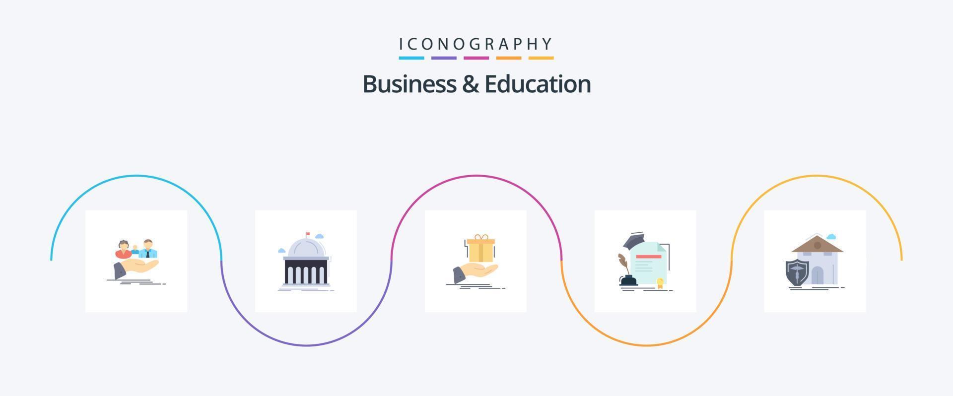 o negócio e Educação plano 5 ícone pacote Incluindo Educação. certificado. aprendizado. aniversário. solução vetor