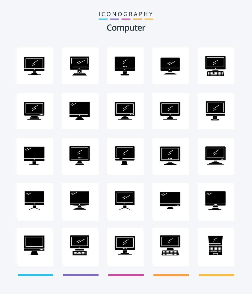 criativo computador 25 glifo sólido Preto ícone pacote tal Como . camada 1. teclado. virar. dispositivo vetor