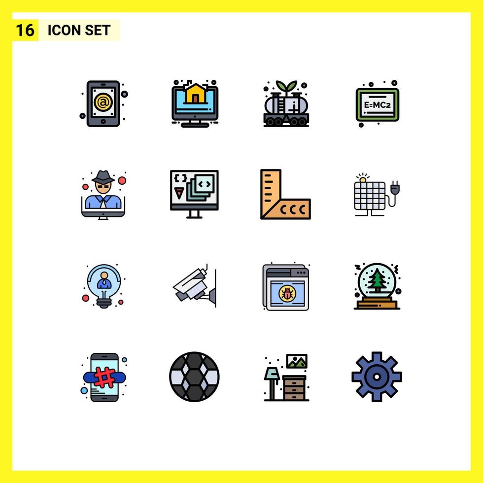 universal ícone símbolos grupo do 16 moderno plano cor preenchidas linhas do hacker Educação real Estado borda poder editável criativo vetor Projeto elementos