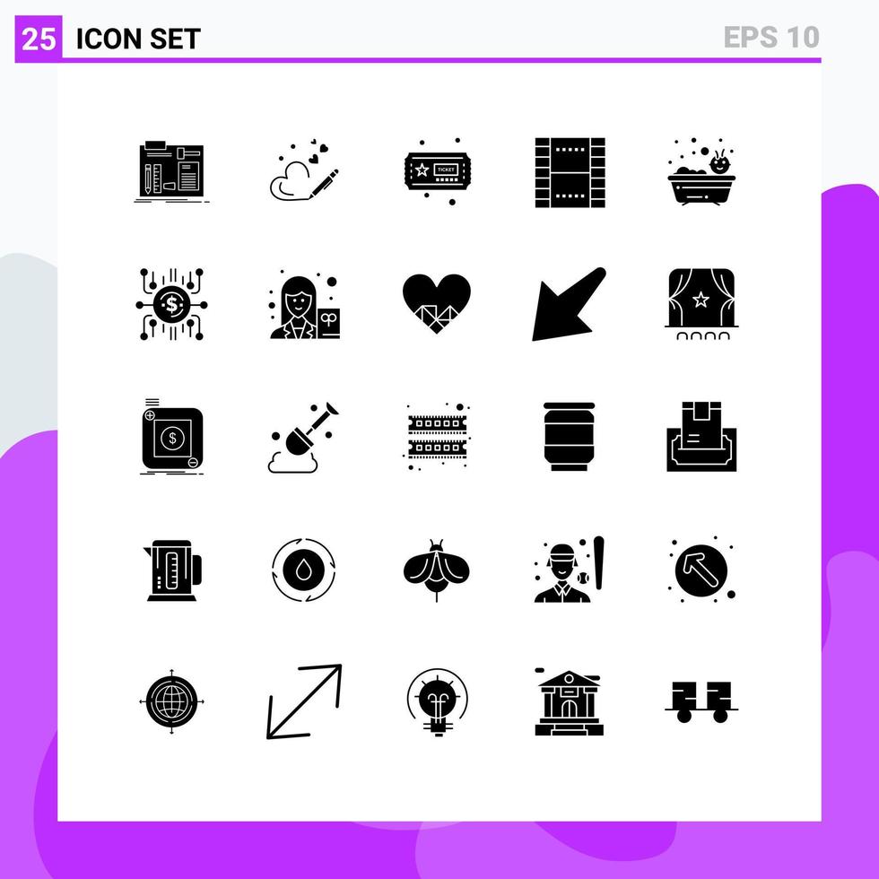 conjunto do 25 moderno ui ícones símbolos sinais para bebê ui Casamento filme básico editável vetor Projeto elementos
