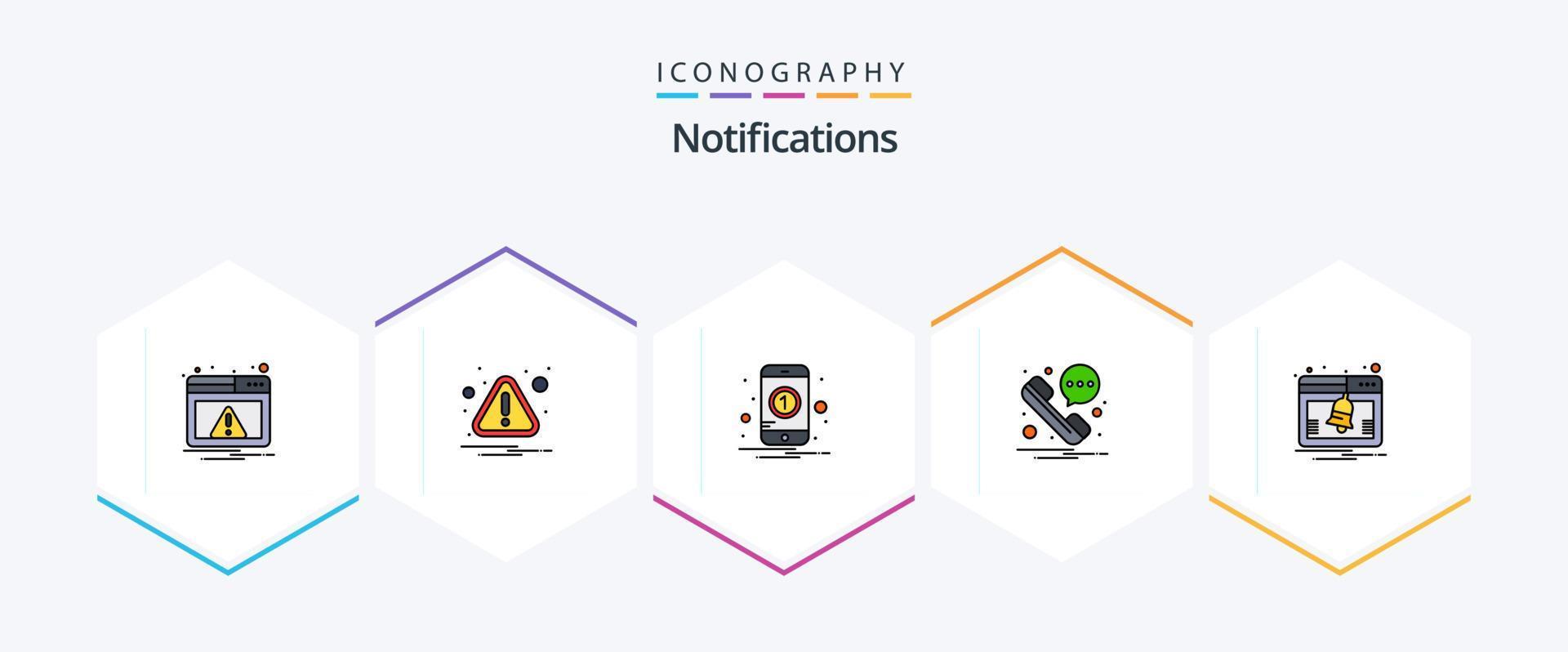 notificações 25 linha preenchida ícone pacote Incluindo perceber. rede. notificação. SMS. mensagem vetor