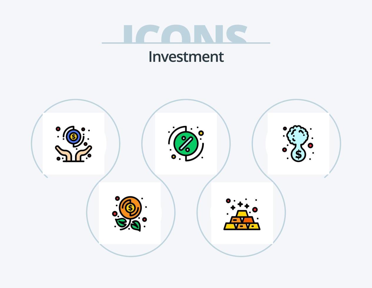 investimento linha preenchidas ícone pacote 5 ícone Projeto. investimento. móvel. investimento. investimento. dinheiro vetor