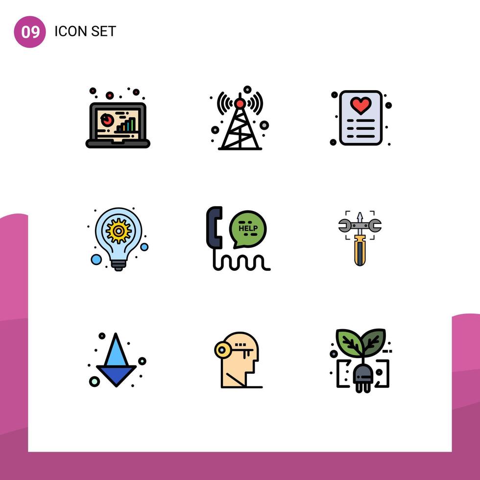 do utilizador interface pacote do 9 básico linha preenchida plano cores do comunicação ligar compras seo engrenagem idéia editável vetor Projeto elementos
