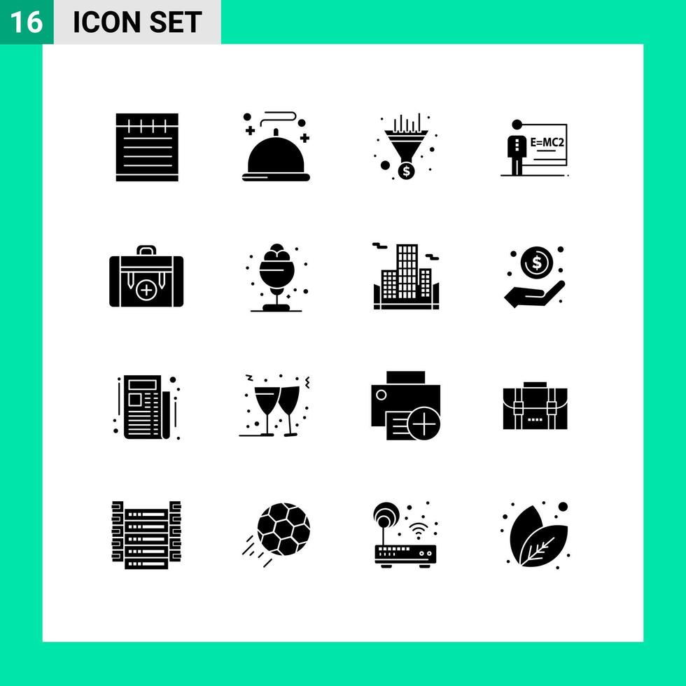 estoque vetor ícone pacote do 16 linha sinais e símbolos para saúde saco funil quarto classe editável vetor Projeto elementos