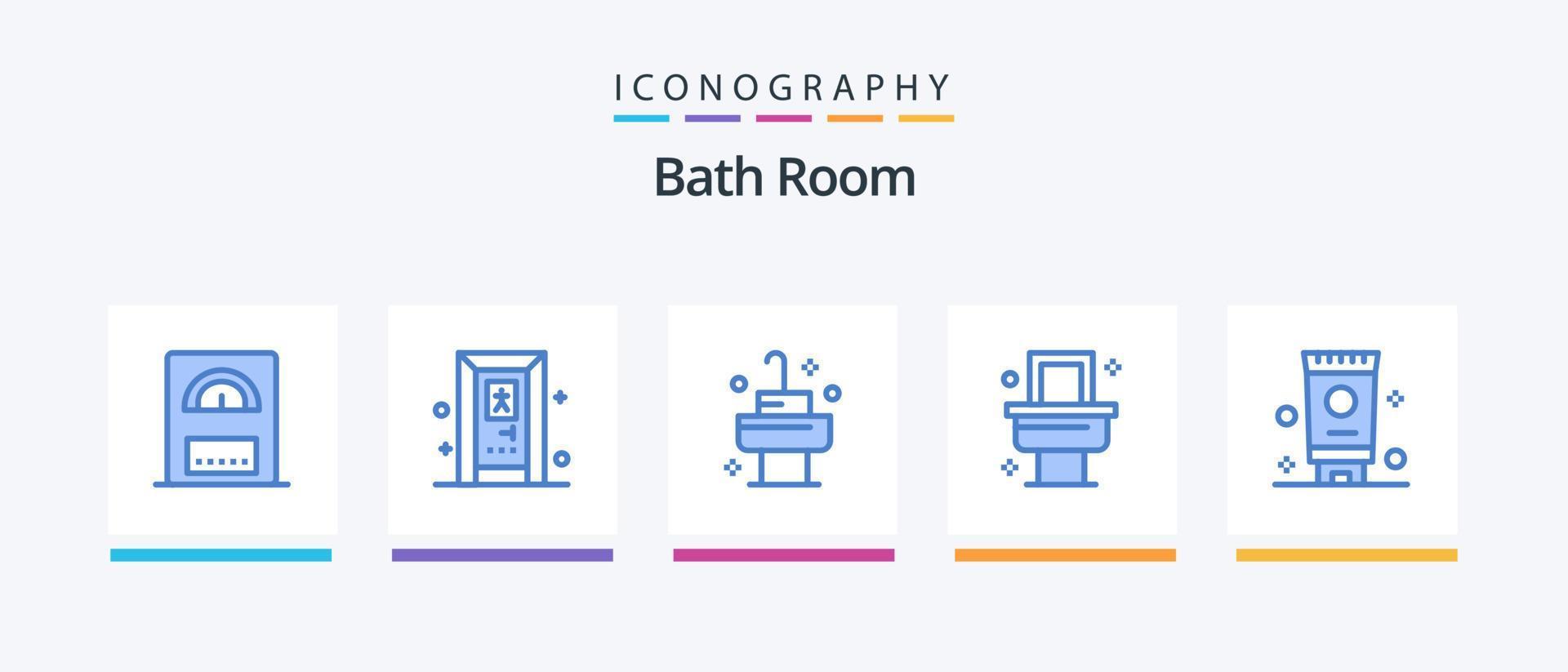banho quarto azul 5 ícone pacote Incluindo . sala. banho. creme. criativo ícones Projeto vetor