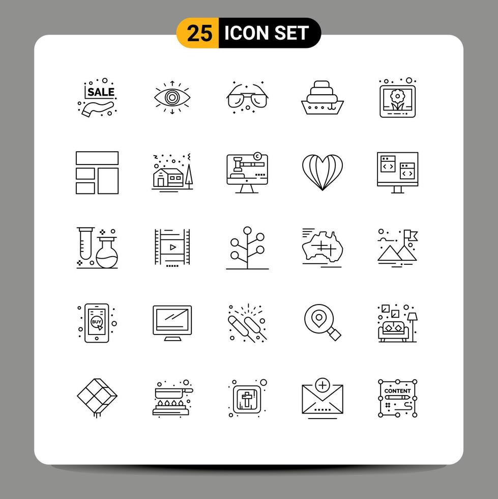 25 linha conceito para sites Móvel e apps As fotos imagem de praia embarcação cruzeiro editável vetor Projeto elementos