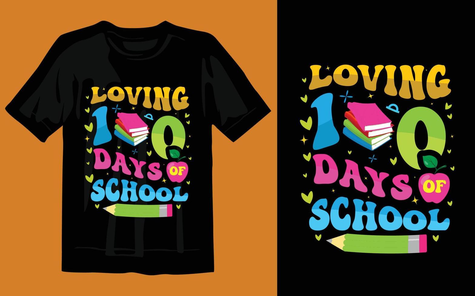 100 dias de escola colorido vetor de design de camiseta download grátis