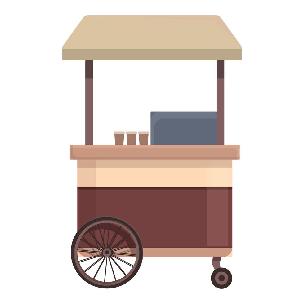 vetor de desenhos animados de ícone de café de carrinho. mercado de rua