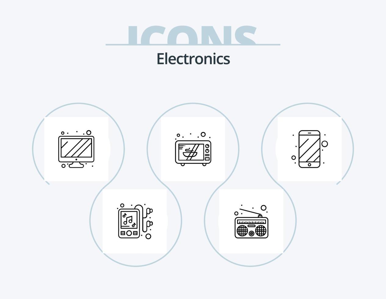 eletrônicos linha ícone pacote 5 ícone Projeto. . soquete. sistema. hardware. solar vetor
