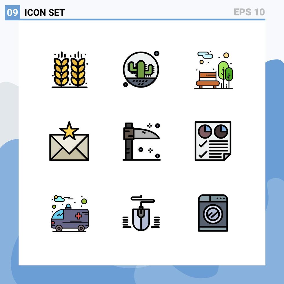 9 universal linha preenchida plano cores conjunto para rede e Móvel formulários favoritos o email plantar comunicação jardim editável vetor Projeto elementos