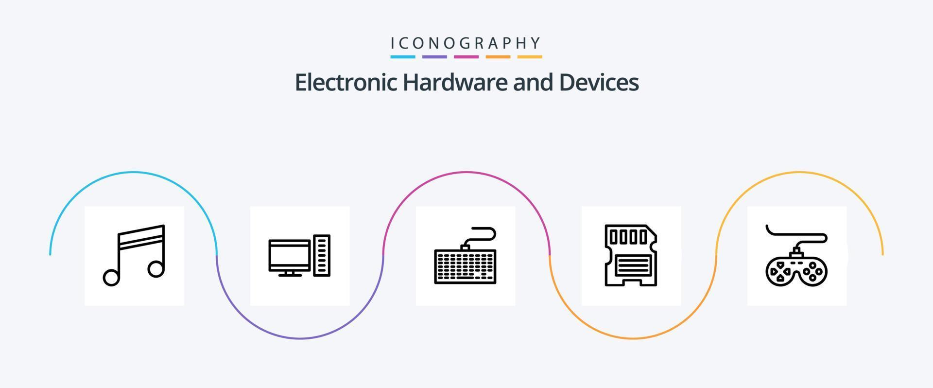 dispositivos linha 5 ícone pacote Incluindo dispositivo. SD. hardware. memória. cartão vetor