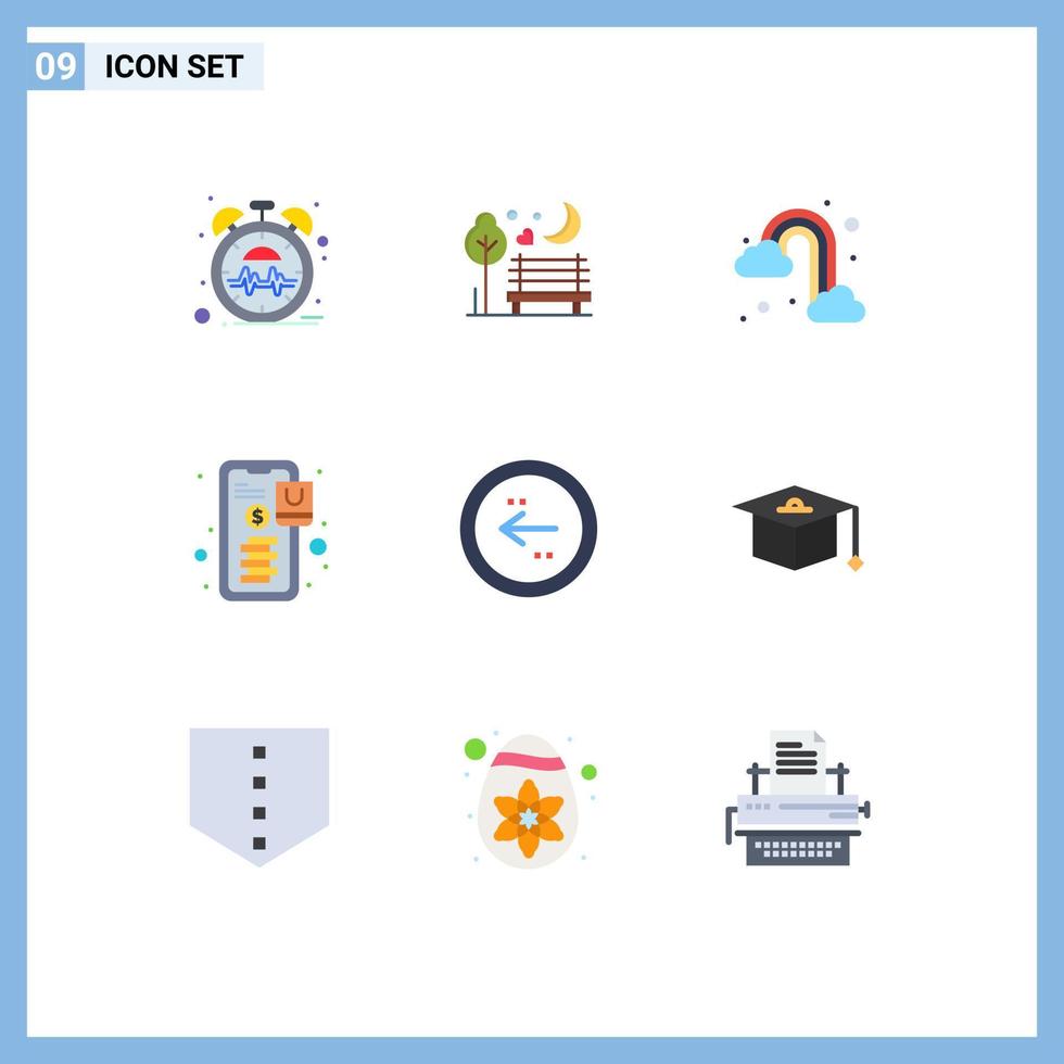 moderno conjunto do 9 plano cores e símbolos tal Como seta Forma de pagamento parque conectados nuvem editável vetor Projeto elementos