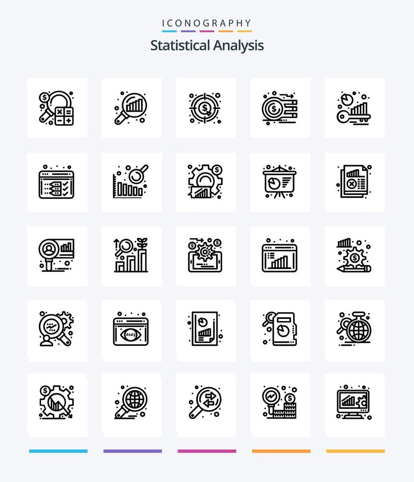 criativo estatístico análise 25 esboço ícone pacote tal Como palavra chave análise. avaliação comparativa. procurar Estatísticas. referência. gráfico vetor