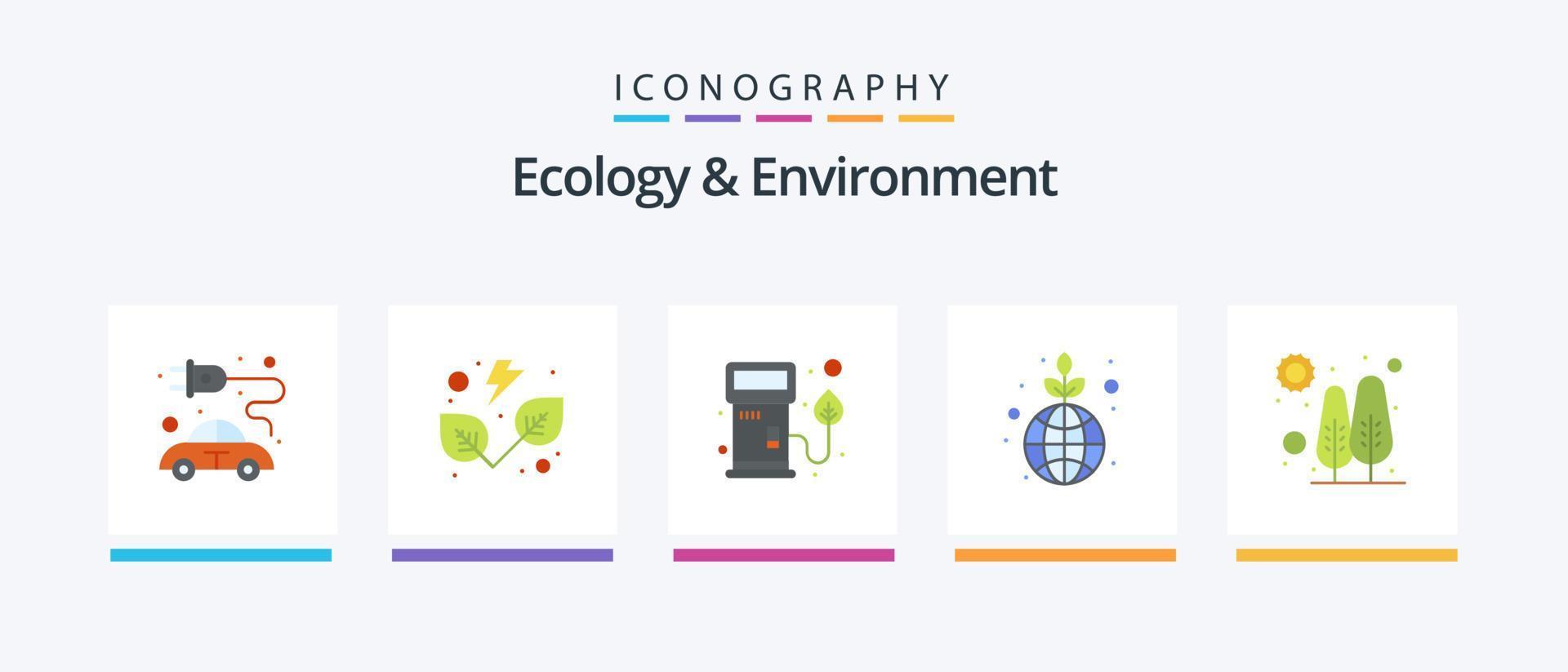 ecologia e meio Ambiente plano 5 ícone pacote Incluindo árvore. salvar. bocal. planeta. verde. criativo ícones Projeto vetor