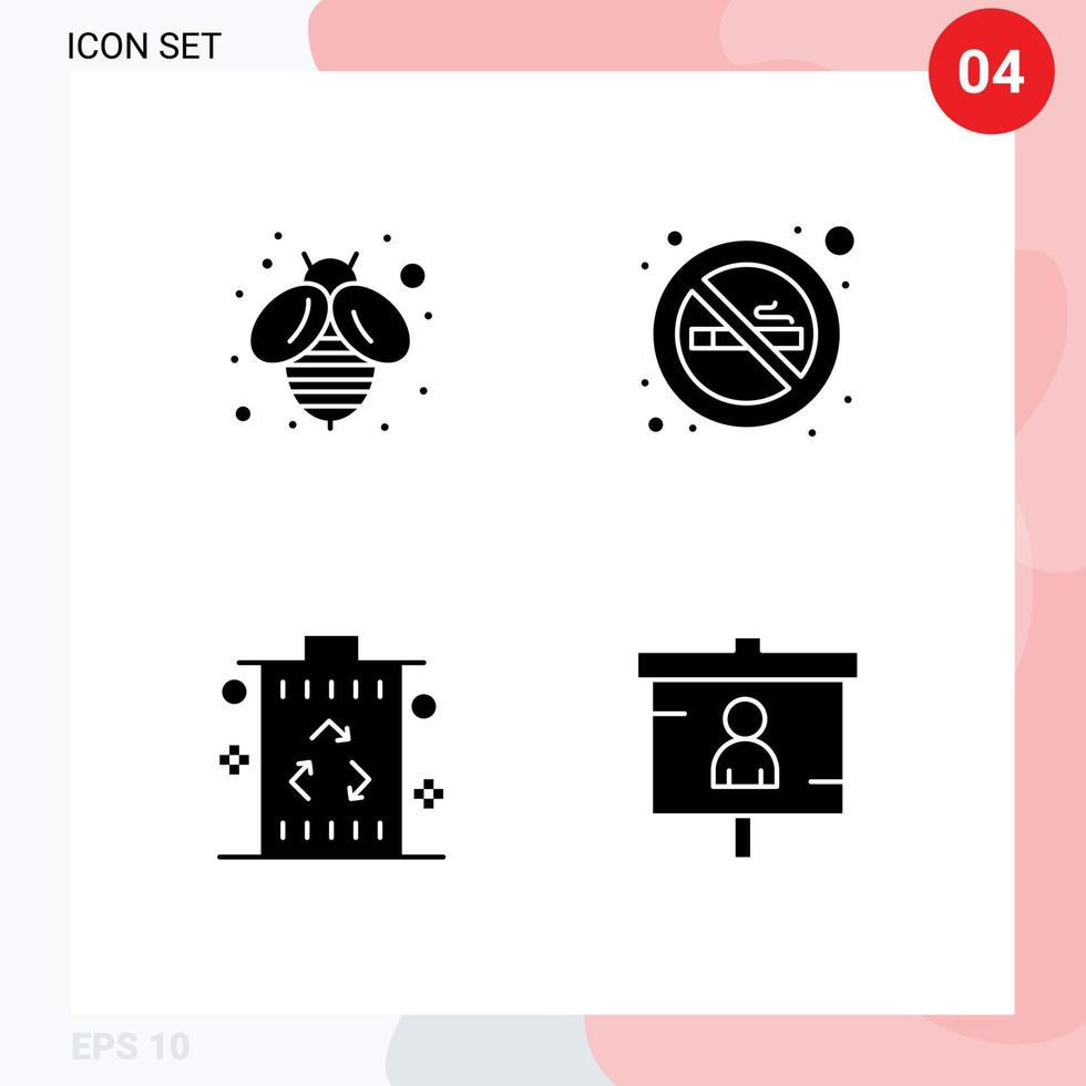 4 criativo ícones moderno sinais e símbolos do abelha poder cigarro bin o negócio editável vetor Projeto elementos