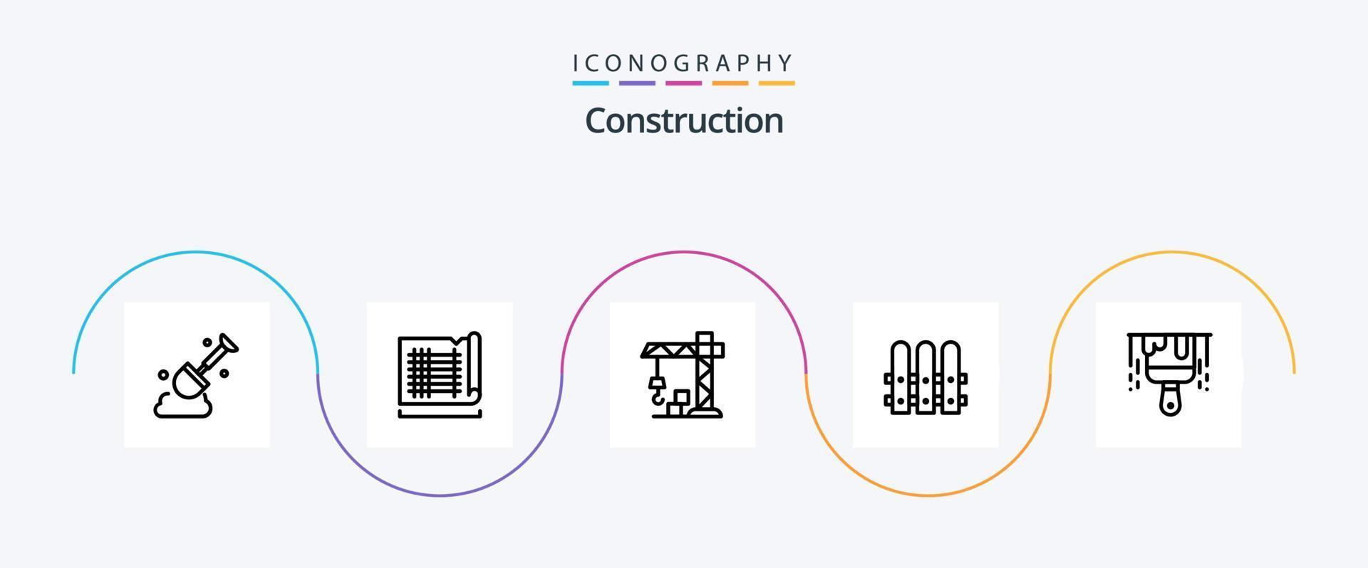 construção linha 5 ícone pacote Incluindo . pintar. construção. construção. casa vetor