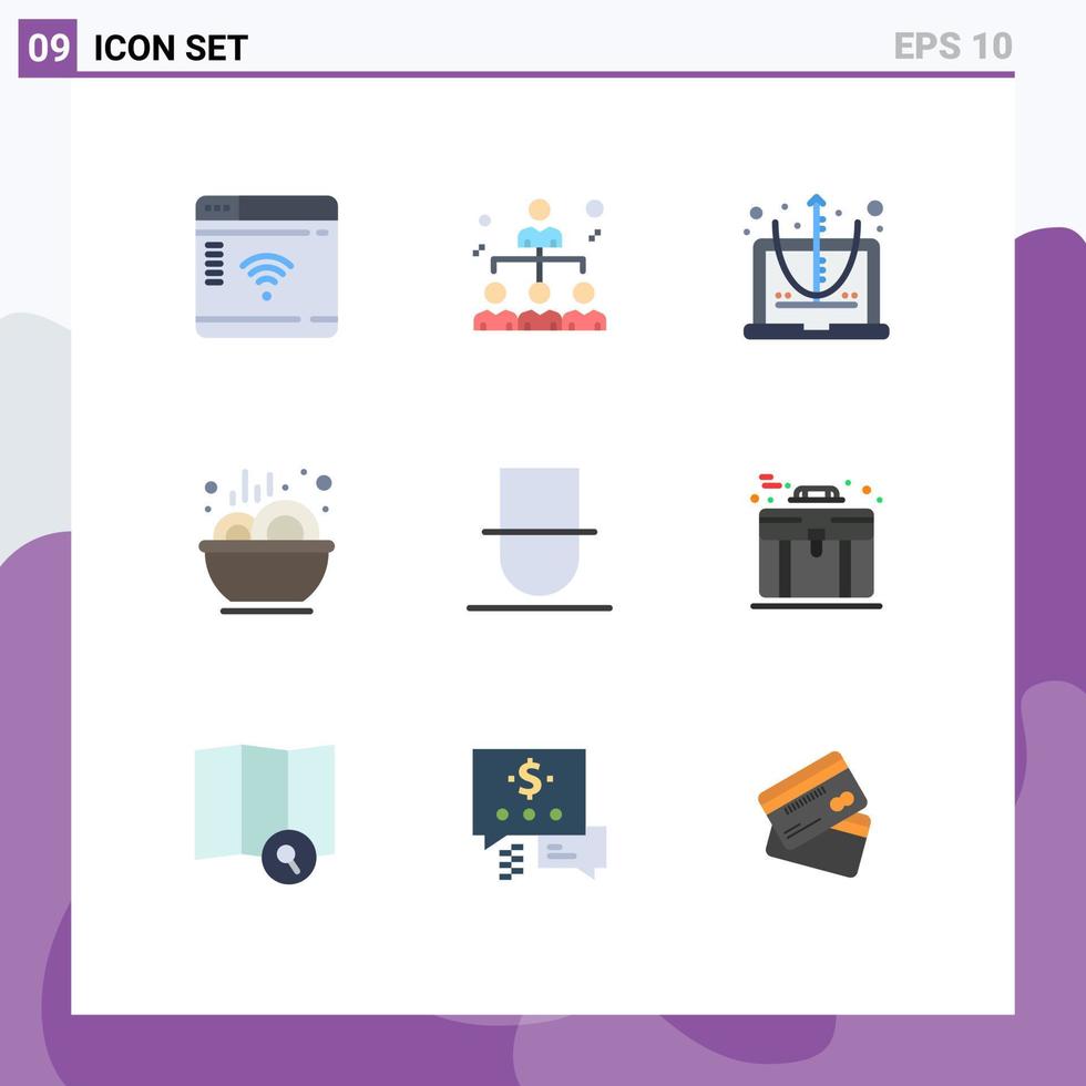 9 do utilizador interface plano cor pacote do moderno sinais e símbolos do humano ensopado calcular sopa tigela editável vetor Projeto elementos