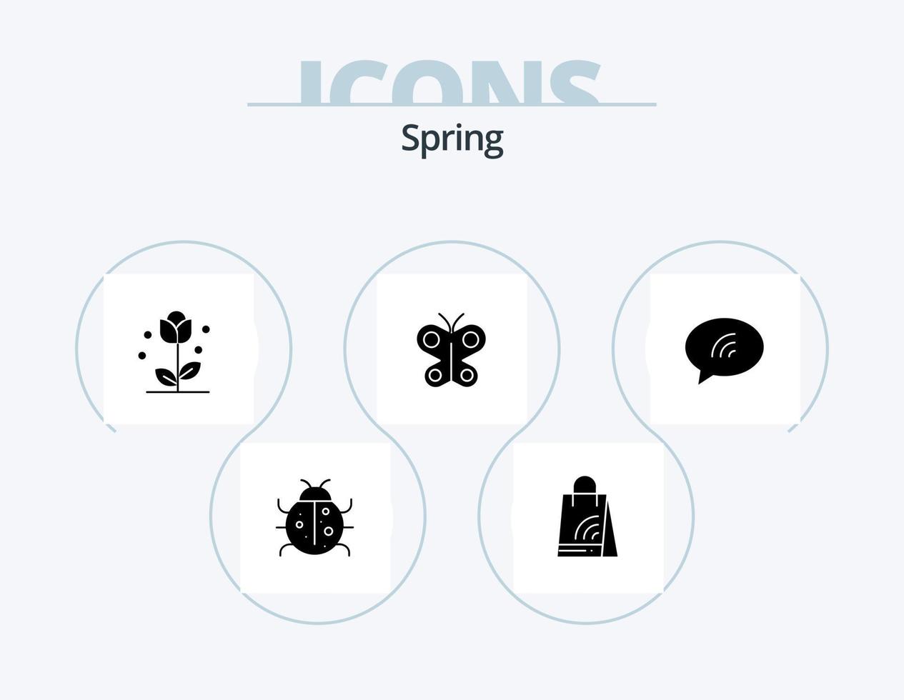 Primavera glifo ícone pacote 5 ícone Projeto. Primavera. voar. compras. borboleta. natureza vetor