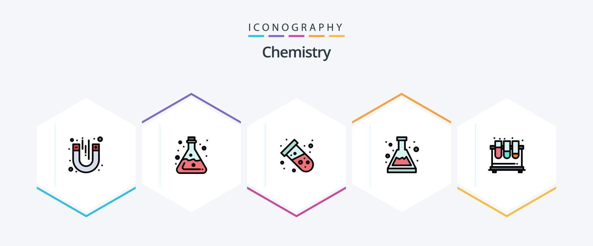 química 25 linha preenchida ícone pacote Incluindo química. química. laboratório. taça. átomo vetor