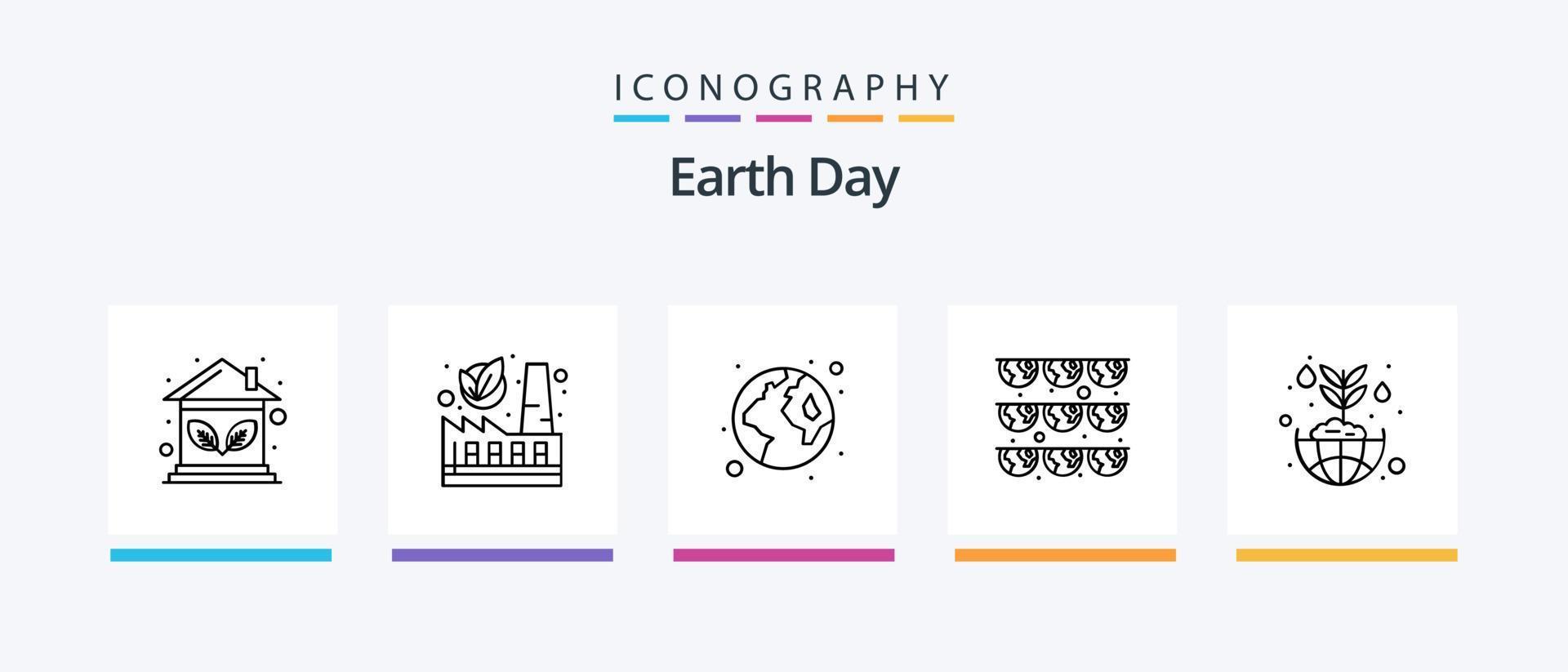 terra dia linha 5 ícone pacote Incluindo energia. natureza. global. ecologia. real. criativo ícones Projeto vetor